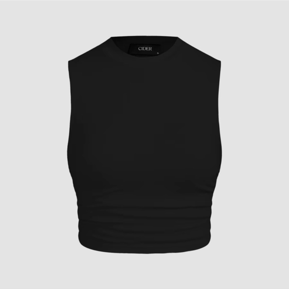 NWOT Solid Sleeveless Ruched Crop Top
Black, 1XL - 16/18